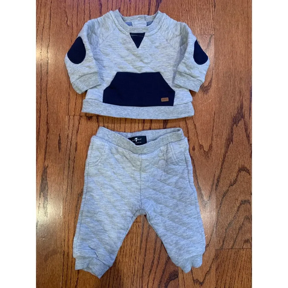 7 for all Mankind Pullover Jogger Sets (2) | Navy & Gray | 0-3 months